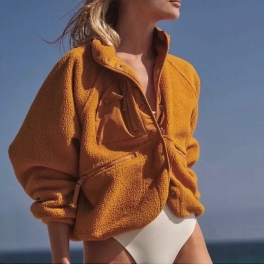 FP Movement by Free People Ochre Teddy Bomber Jacket